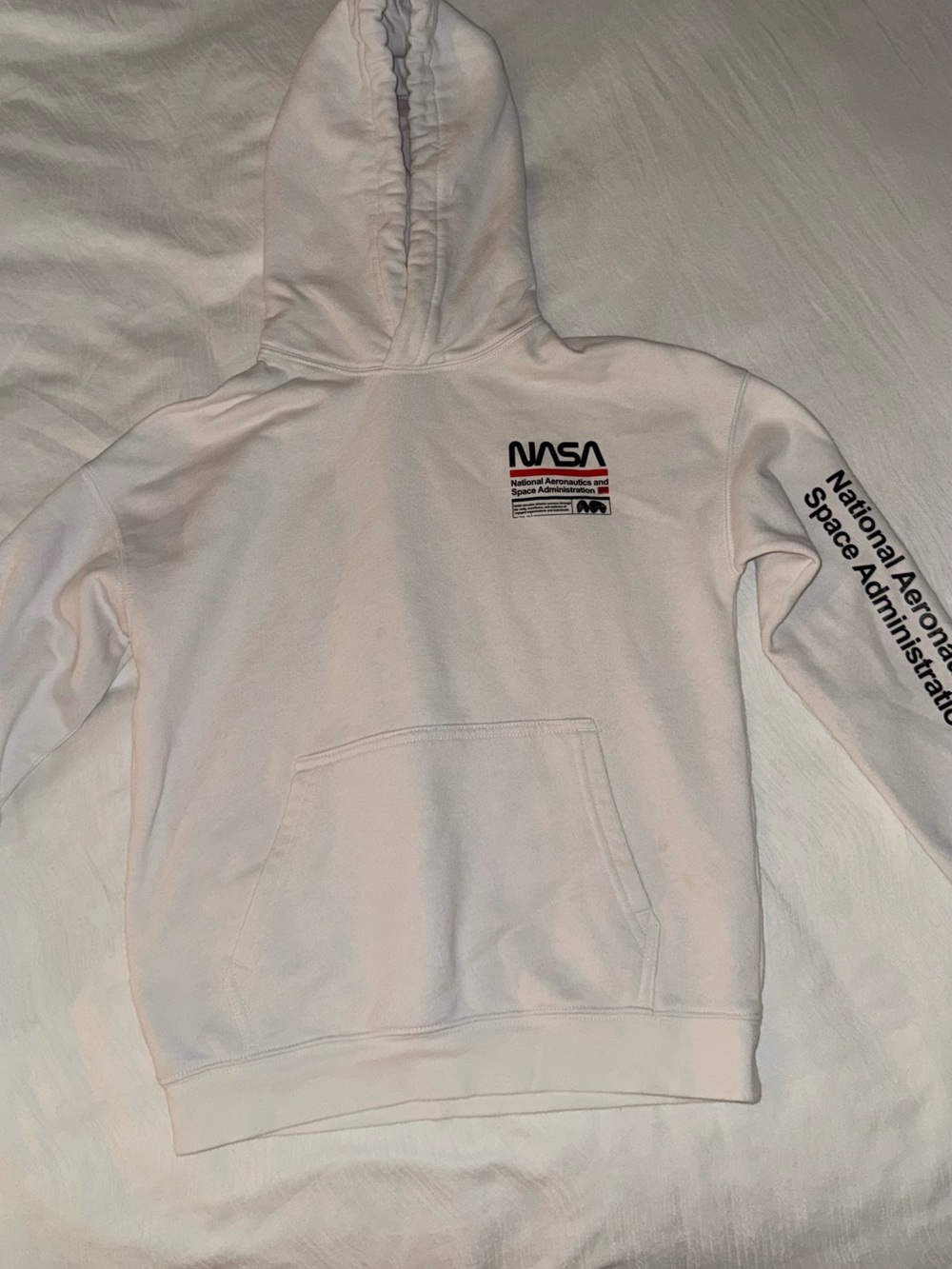 NASA White Pullover Hoodie with Chest Logo